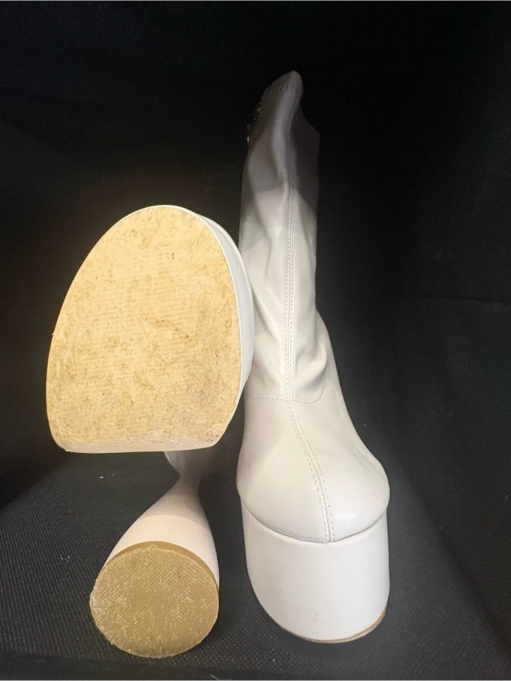 Fashion Nova Cream Platform Sock Boots